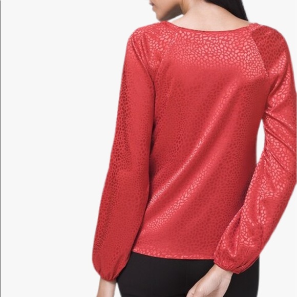 WHBM Animal Print Long Sleeve Blouse Sz S - Picture 3 of 13